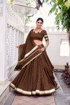 Brown Colour Sakhi Pure Chanderi With Zari Weaving Work Lehenga With Blouse And Dupatta Lnb1664